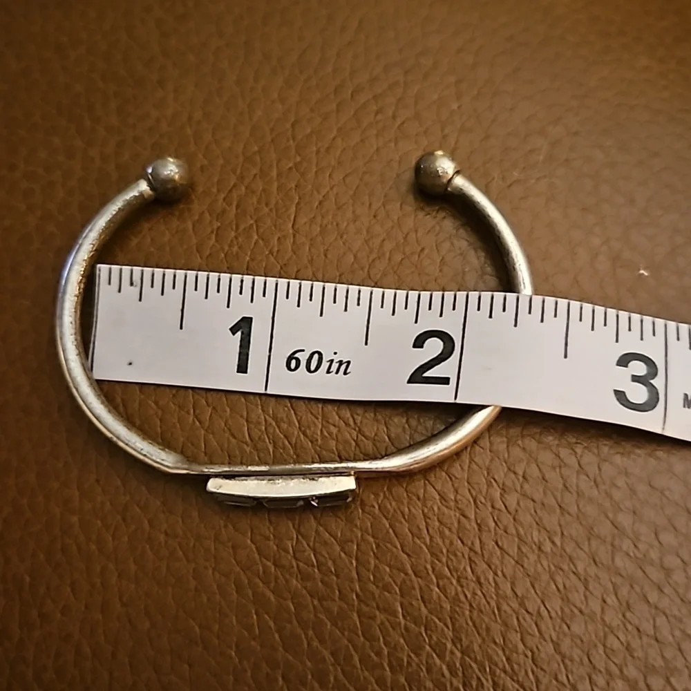 3/$30 Vintage Small Silvertone Blue Gem Cuff Bracelet